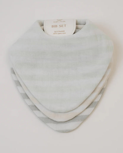 Baby Jalebi Neutrals Organic Cotton Muslin Bib-Set of 3-Super Soft Absorbent & Reversible-For Infants