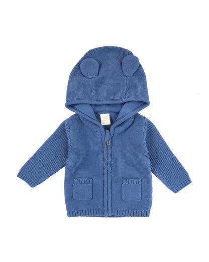 Tiny Twig Cobalt Blue Winter Wear Hoodie-Solid-100% Organic Cotton-For Infants