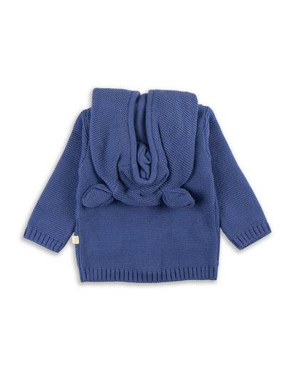 Tiny Twig Cobalt Blue Winter Wear Hoodie-Solid-100% Organic Cotton-For Infants