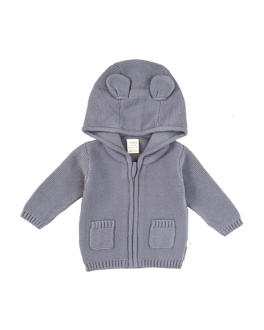 Tiny Twig Soft Grey Winter Wear Hoodie-Solid-100% Organic Cotton-For Infants