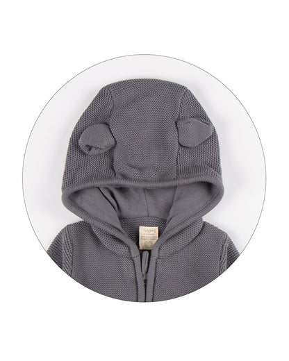 Tiny Twig Soft Grey Winter Wear Hoodie-Solid-100% Organic Cotton-For Infants