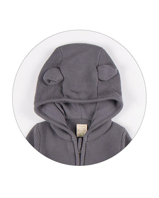 Tiny Twig Soft Grey Winter Wear Hoodie-Solid-100% Organic Cotton-For Infants