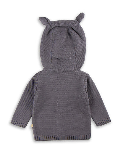 Tiny Twig Soft Grey Winter Wear Hoodie-Solid-100% Organic Cotton-For Infants