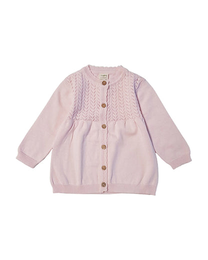 Tiny Twig Soft Pink Winter Wear Cardigan-Solid-Organic Cotton-For Infants