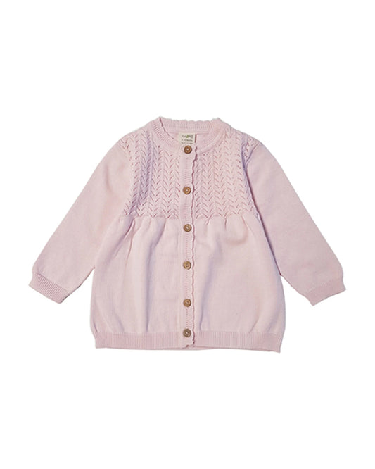 Tiny Twig Soft Pink Winter Wear Cardigan-Solid-Organic Cotton-For Infants