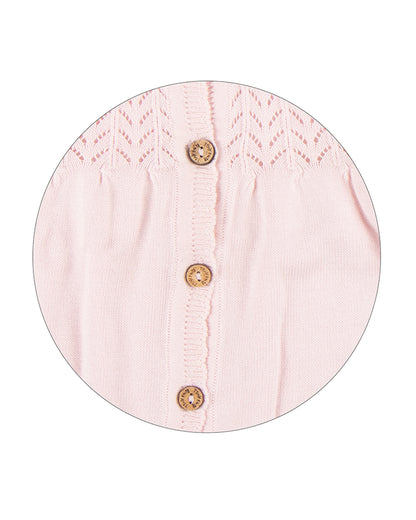 Tiny Twig Soft Pink Winter Wear Cardigan-Solid-Organic Cotton-For Infants