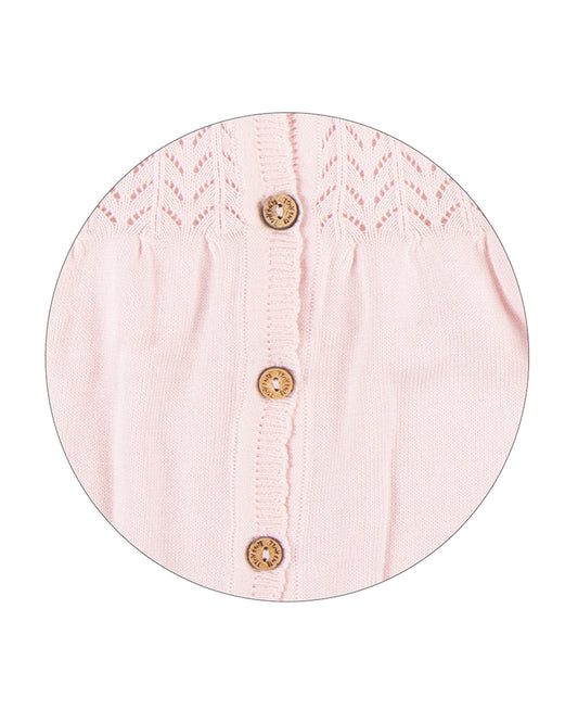 Tiny Twig Soft Pink Winter Wear Cardigan-Solid-Organic Cotton-For Infants