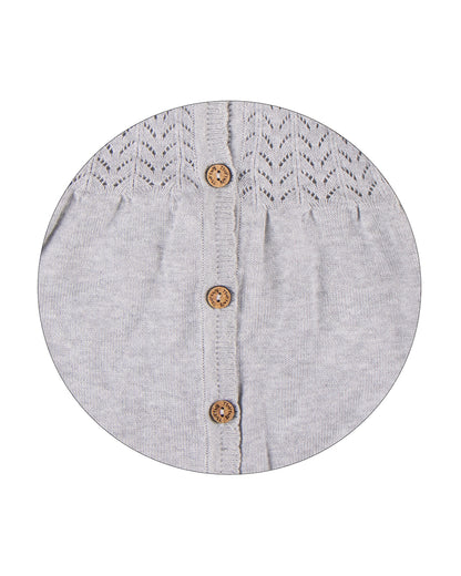 Tiny Twig Melange Grey Winter Wear Cardigan-Solid-Organic Cotton-For Infants