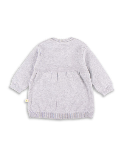 Tiny Twig Melange Grey Winter Wear Cardigan-Solid-Organic Cotton-For Infants