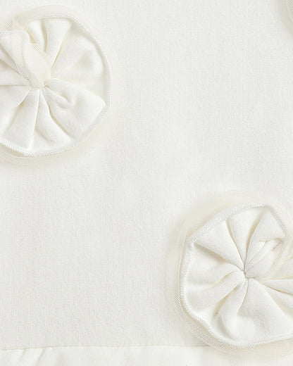 Chicco Off White Frock Dress-Printed-Cotton-For Infants