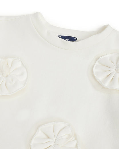 Chicco Off White Frock Dress-Printed-Cotton-For Infants