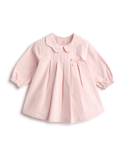 Chicco Peach Frock Dress-Solid-Cotton-For Infants