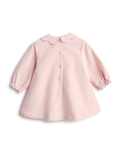 Chicco Peach Frock Dress-Solid-Cotton-For Infants