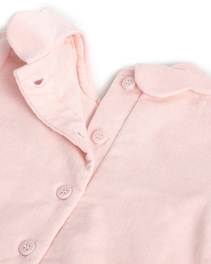 Chicco Peach Frock Dress-Solid-Cotton-For Infants