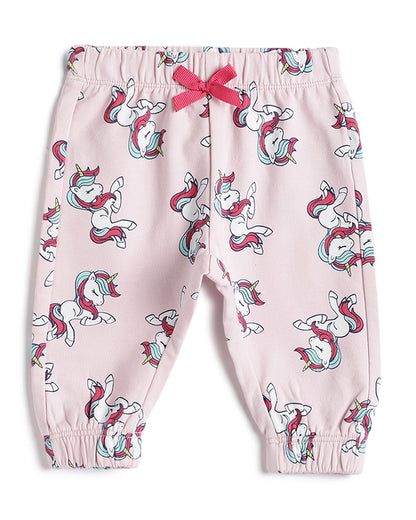 Chicco Pastel Pink Trouser-Printed-Cotton-For Infants