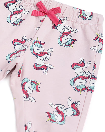 Chicco Pastel Pink Trouser-Printed-Cotton-For Infants