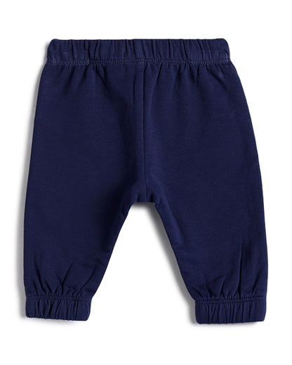 Chicco Navy Blue & Pink Jogger-Solid-Cotton-For Infants
