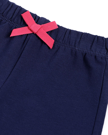 Chicco Navy Blue & Pink Jogger-Solid-Cotton-For Infants