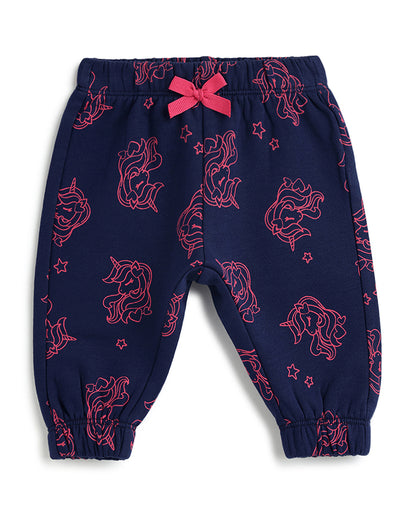Chicco Navy Blue Trouser-Printed-Cotton-For Infants