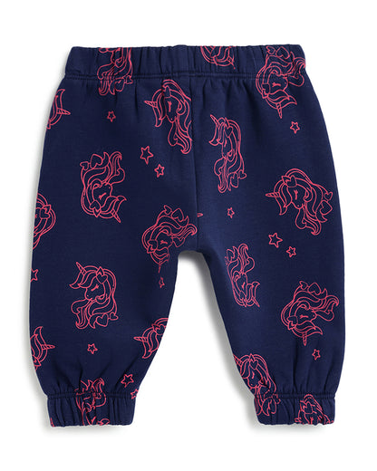 Chicco Navy Blue Trouser-Printed-Cotton-For Infants