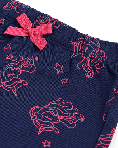 Chicco Navy Blue Trouser-Printed-Cotton-For Infants