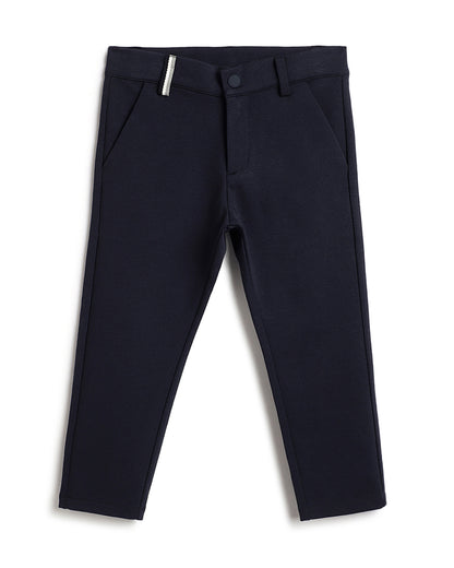 Chicco Navy Blue Jeans-Solid-Cotton-For Infants