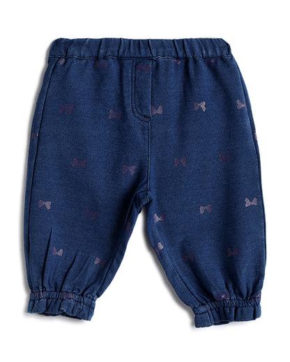 Chicco Blue Trouser-Printed-Cotton-For Infants