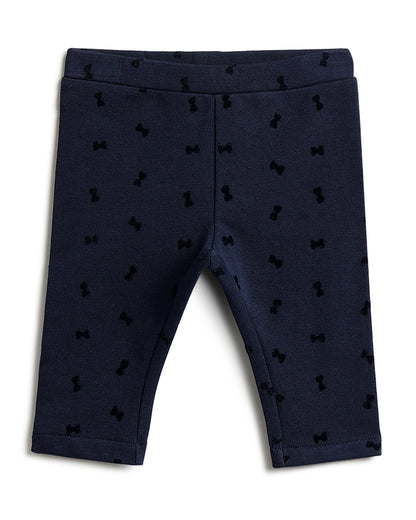 Chicco Navy Blue Leggings-Printed-Cotton-For Infants