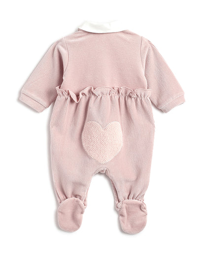 Chicco Pastel Pink Front Open Sleepsuit-Solid-Cotton-For Infants