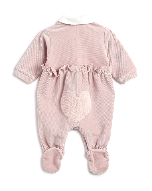 Chicco Pastel Pink Front Open Sleepsuit-Solid-Cotton-For Infants