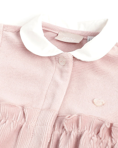 Chicco Pastel Pink Front Open Sleepsuit-Solid-Cotton-For Infants
