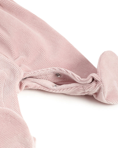 Chicco Pastel Pink Front Open Sleepsuit-Solid-Cotton-For Infants