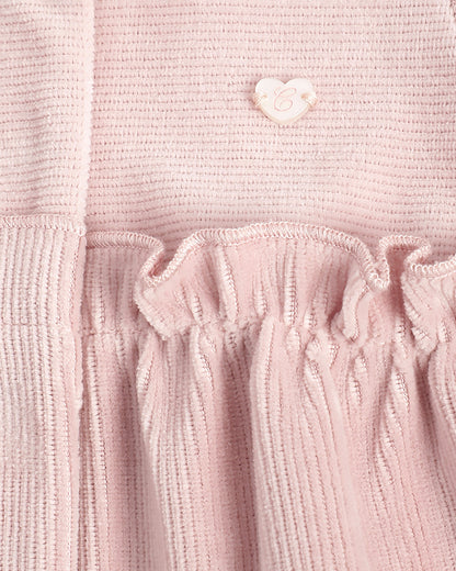 Chicco Pastel Pink Front Open Sleepsuit-Solid-Cotton-For Infants