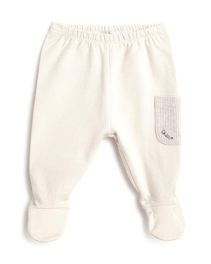 Chicco Off White & Beige Top & Legging Set-Printed-Cotton & Polyester-For Infants