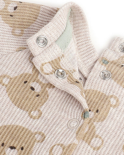 Chicco Off White & Beige Top & Legging Set-Printed-Cotton & Polyester-For Infants