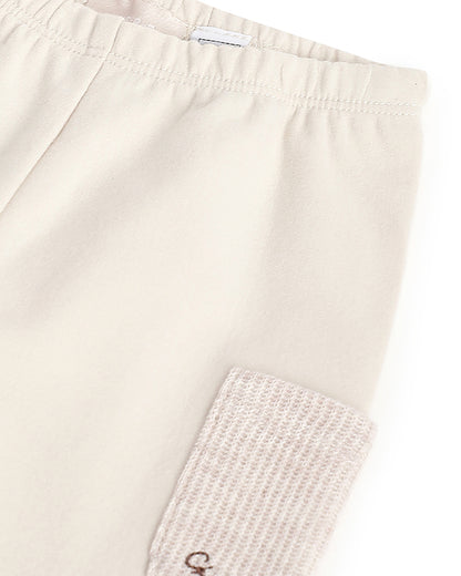 Chicco Off White & Beige Top & Legging Set-Printed-Cotton & Polyester-For Infants