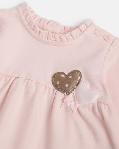 Chicco Pastel Pink & Natural T-shirt & Legging Set-Printed-Cotton-For Infants