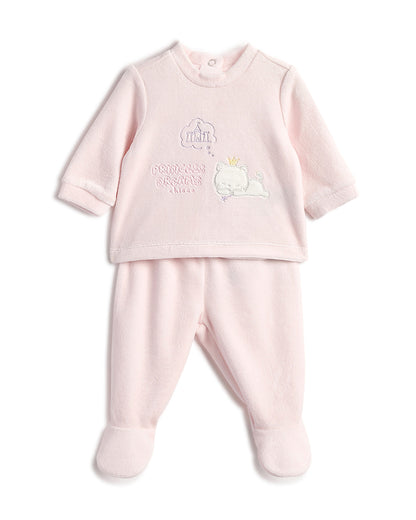 Chicco Pastel Pink Top & Legging Set-Printed-Cotton-For Infants