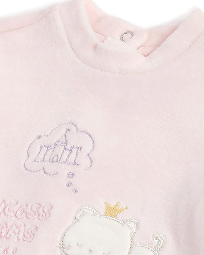 Chicco Pastel Pink Top & Legging Set-Printed-Cotton-For Infants