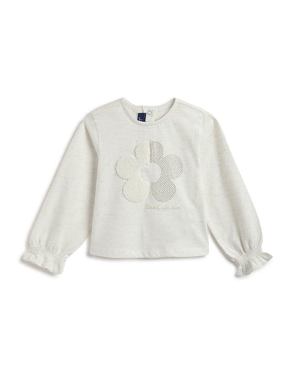 Chicco Off White T-shirt-Printed-Cotton & Polyester-For Infants