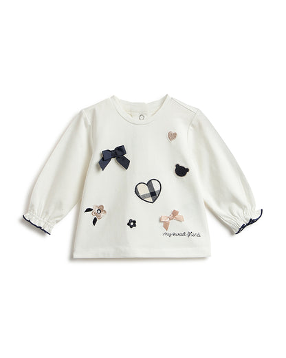 Chicco White T-shirt-Embroidered-Cotton-For Infants