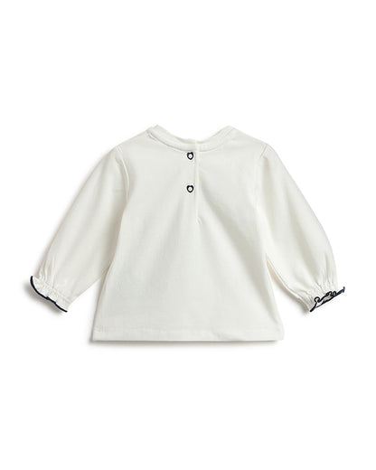 Chicco White T-shirt-Embroidered-Cotton-For Infants