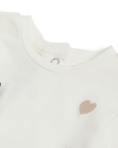Chicco White T-shirt-Embroidered-Cotton-For Infants