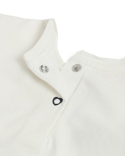 Chicco White T-shirt-Embroidered-Cotton-For Infants