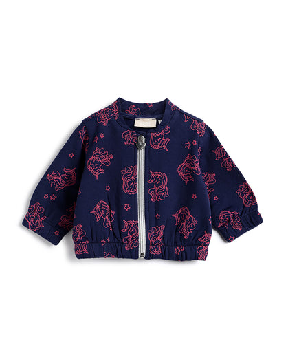 Chicco Navy Blue Winter Wear Jacket-Other Prints-Cotton-For Infants