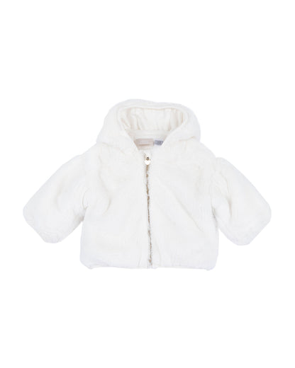 Chicco White Winter Wear Hooded Jacket-Solid-Polyester-For Infants
