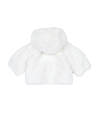 Chicco White Winter Wear Hooded Jacket-Solid-Polyester-For Infants