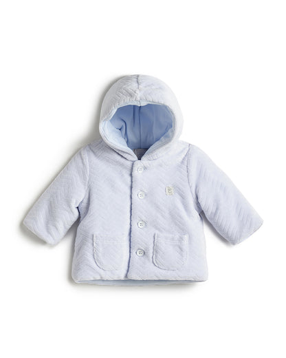 Chicco Light Blue Winter Wear Jacket-Printed-Cotton-For Infants