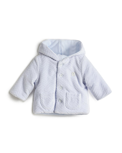 Chicco Light Blue Winter Wear Jacket-Printed-Cotton-For Infants