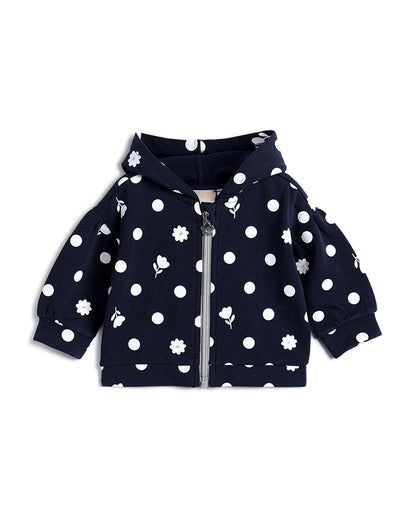 Chicco Navy Blue Winter Wear Jacket-Printed-Cotton-For Infants